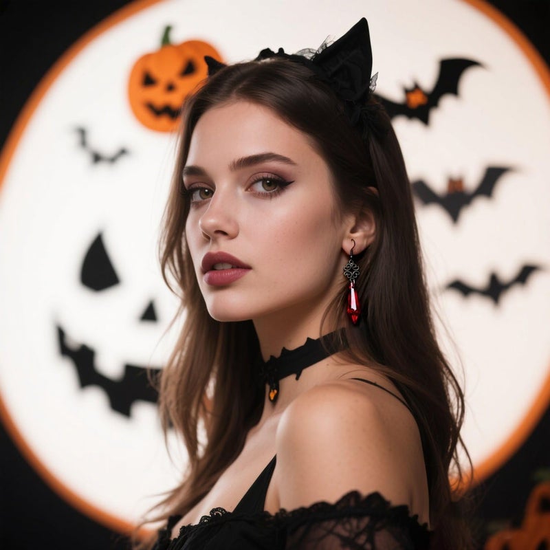 CSIYANJRY99 Goth Bat Crystal Earrings Vampire Accessories for Women Halloween Earring Gothic Jewelry Dangle Earrings Witch Victorian Vintage Dress Costume - Image 2